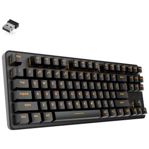 DEREU Teclado Ergonômico Sem Fio Recarregável Reduz a Tensão das Mãos à Prova Dágua, DAREU EK807G, Preto