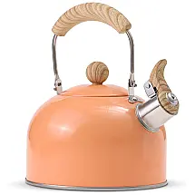 ROCKURWOK Chaleira 2L com Apito e Cabo ergonômico, Aço Inoxidável, Laranja