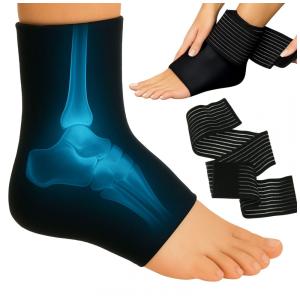 Tornozeleira Ajustável de Compressão em Gel para Terapia Fria ou Quente, Tamanho Médio