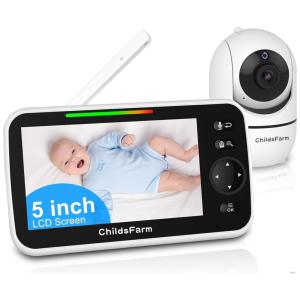 Babá Eletrônica com Câmera, Áudio, Bateria de 26 Horas, Modo VOX e Canções de Ninar, ChildsFarm, Branca