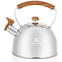 Chaleira 3L com Apito e Cabo ergonômico, Aço Inoxidável, ECPURCHASE WH TK001, Prateado