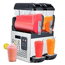 Máquina de Slush Raspadinha TrailBlaze Duplo Tanque 24L Frozen Comercial Inox Auto Limpeza