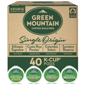 Green Mountain Café de Origem Única Coleção Variada, Cápsulas K Cup, 40 unidades, KEURIG SYNCHKG114617, Marrom