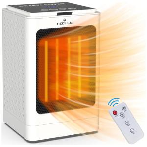 Aquecedor Elétrico Portátil TEKcians GD9215AD11 com Controle Remoto e Temporizador, 110V, 750 1500W, Branco