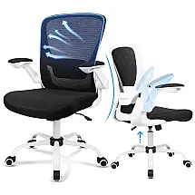 Cadeira de Escritório Ergonômica Giratória com Apoio de Braços e Suporte Lombar Ajustável, ERGOUSIT, Branco