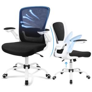 Cadeira de Escritório Ergonômica Giratória com Apoio de Braços e Suporte Lombar Ajustável, ERGOUSIT, Branco