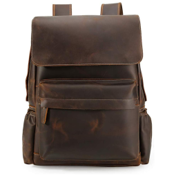 Mochila Vintage de Couro para Laptop Masculino, TIDING 3582FS CA, Marrom