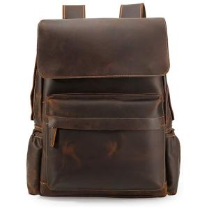 Mochila Vintage de Couro para Laptop Masculino, TIDING 3582FS CA, Marrom