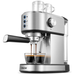 Máquina de Café Expresso Semi Automática com Batedor de Leite a Vapor, 20 Bar, 110V 1350W, amzchef, Prata