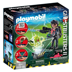 Playset Playmobil Ghostbusters Egon Spengler com armadilha de fantasma e cone holográfico