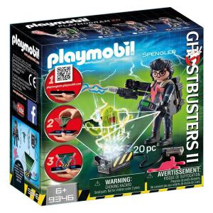 Playset Playmobil Ghostbusters Egon Spengler com armadilha de fantasma e cone holográfico
