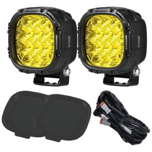 Farol de Milha LED Offroad com 18800 Lúmens e Luz Amarela 32V, 160W, 2Un, BIGLIONX, Preto