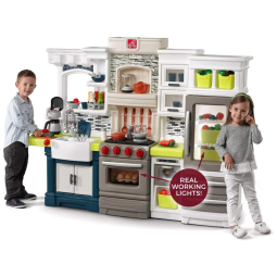 Cozinha de Brinquedo Realista com 70 Peças para Crianças de 3 Anos ou Mais, Step2, Cinza e Azul