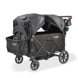 Carrinho de Passeio Quad Larktale Preto 4 Assentos Reclináveis 214 kg Dobrável com Capotas