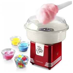 Nostalgia PCM45RR Retrô Máquina de Algodão Doce Elétrica Profissional com 2 Cones Reutilizáveis e 1 Colher, 110V, Vermelha