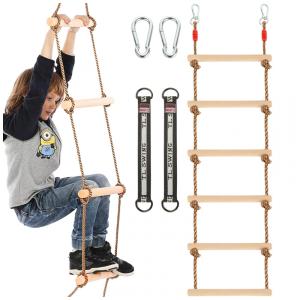 Escada de Corda para Crianças MUXHEL Madeira 2m - Capacidade 120 kg com Ganchos de Fixação