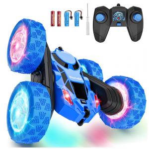 Carrinho de controle remoto STEM Hamdol Blue Racer 4WD com luzes LED e giros 360°