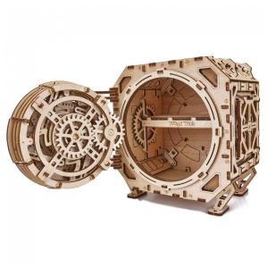 Quebra Cabeças 3D para Adultos com 259 Peças, Tema Cofre Mecânico com Combinação, Wood Trick