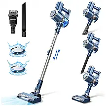 Aspirador de Pó sem Fio com Acessórios Ideal para Pets, 110v, PRETTYCARE W200 cordless vacuum with LED display, Azul