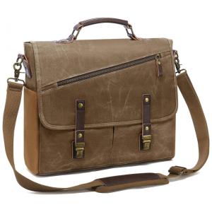 Bolsa Maleta de Couro Sintético Unissex para Laptop, LOVEVOOK, Marrom