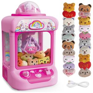 Mini Máquina de Garra Rabbit/Bunny Aiqi para Crianças com 20 Brinquedos, Luzes e Sons, Mini Vending Machine Eletrônica