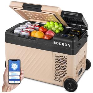 BODEGA Geladeira, Cooler Portátil Automotivo 25L, Controlável por APP, 45W, 12V, Branco