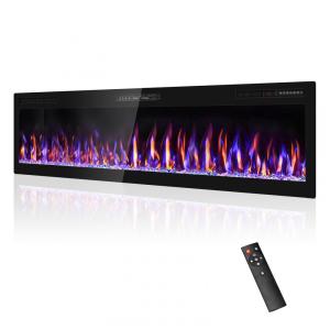 Lareira Elétrica 173 cm, Revestimento Ultra Estreito, Montada na Parede, com Controle Remoto, Tela Touch, Aquecedor 1500W.Eueiriup