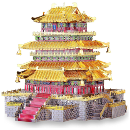 Quebra Cabeças 3D Arquitetura Torre Gangue para Crianças e Adultos, 319 Peças, PIECECOOL, Vermelho