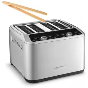 CPT 540 Torradeira Elétrica 4 Fatias Motorizada e Digital com Pinças de Bambu, 110v, CUISINART, Prateado