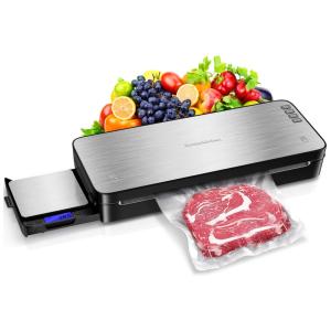 Bonsenkitchen Máquina Seladora de Alimentos Automática de Fácil Uso, 110V, Prata
