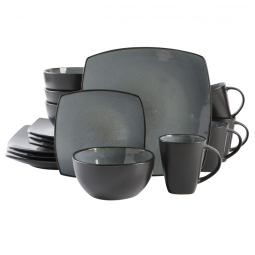 Aparelho de Jantar com 16 Peças em Cerâmica, Serve 4 Pessoas, Gibson Elite Soho, Cinza Eclipse