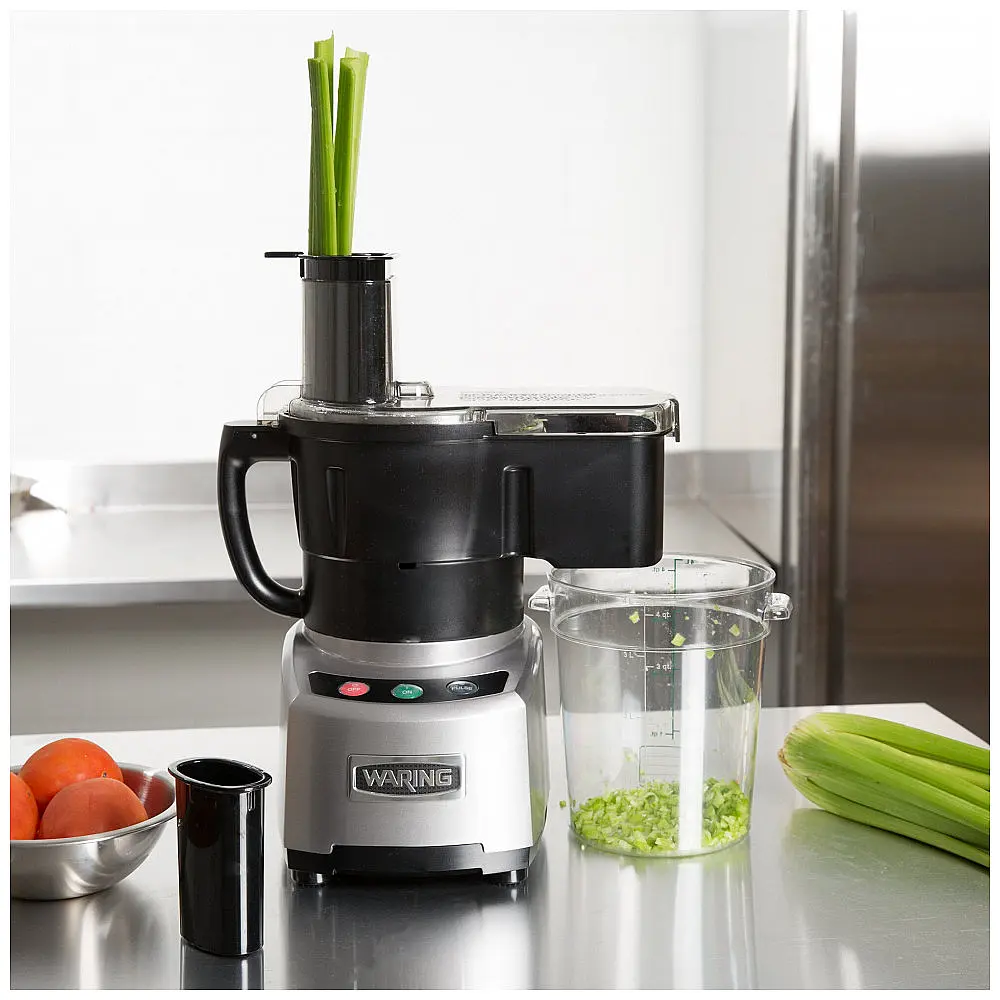 Waring WFP16SCD Processador de Alimentos 2 CV com Tigela Transparente de 3.8 L e Alimentador Contínuo