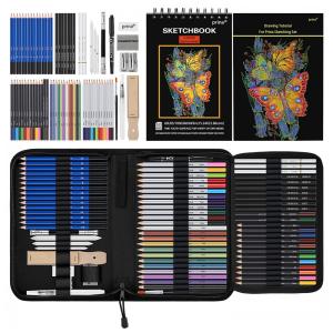 Kit Lápis de Cor Profissional com Estojo peças Tintas Acrílicas, Aquarela, PRINA 76, Preto