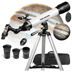 Telescópio Astronômico 200x com Oculares Avançadas e Controle Remoto, FREE SOLDIER CF60060, Branco