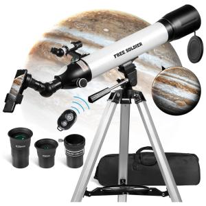 Telescópio Astronômico 200x com Oculares Avançadas e Controle Remoto, FREE SOLDIER CF60060, Branco