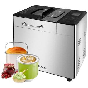 Máquina de Pão e Sorvete com Acessórios Especiais Balde de Sorvete 18 em 1 Aço Inoxidável 2LB Máquina de Pão e Máquina de Sorvete Forro de