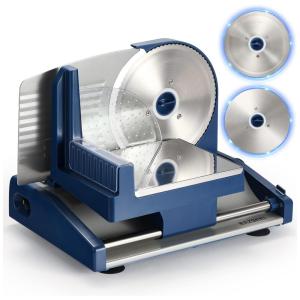 Fatiador de Frios Elétrico, Lâmina de Aço Inoxidável e Espessura Ajustável, 200W, 110v, RAZORRI, Azul