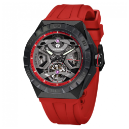 Relógio Masculino Analógico Automático Mecânico a Prova dÁgua 100M com Pulseira de Silicone, TSAR BOMBA SGLZTB8804 FR, Vermelho