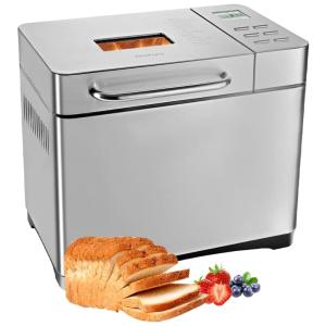 Máquina de pão 19 em 1, máquina de fazer pão 2 LB com opções sem glúten e reserva, máquinas de pão de aço inoxidável 710W com panela de