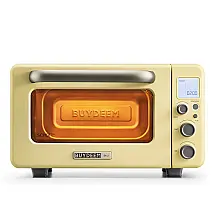 Torradeira Elétrica de Bancada 12 Litros 7 em 1 Inteligente com Grade e Assadeira, 110V 1600W, BUYDEEM T103, Amarela