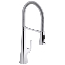 Torneira Cozinha Semi Profissional 3 em 1 com Pulverizador Pull Down, Kohler 22060-CP Graze, Cromo Polido