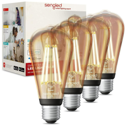 Lâmpada LED Vintage com Wi Fi, 60W Quente 2000K, 4 Un, SENGLED W17 N11, Amarelo