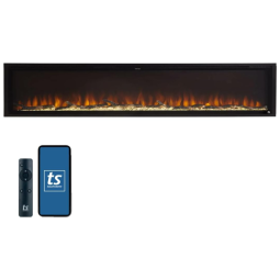 Lareira Elétrica de Embutir A48x251L com Controle Remoto e Chamas Multicolorida, 1500W, 110v, TOUCHSTONE, Preto