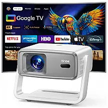 Projetor 4k com WiFi e Bluetooth, 1800 ANSI Projetor Inteligente para Ambientes Externos com Foco Automático 4k e Controle por Voz,BNOE