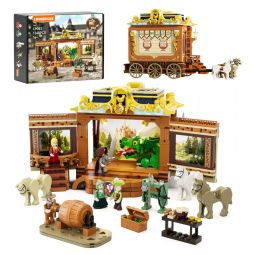 Medieval Troupe Carriage Lumibricks plástico modular com iluminação LED 1248 peças para montagem temática medieval