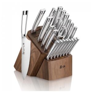 Conjunto de Facas com Afiador Embutido e Bloco de Bancada 23 Peças, CANGSHAN 1022377, Prateado