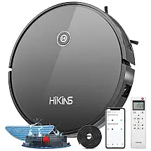 Aspirador Robô e Esfregão 3 em 1 com Carregamento Automático, Sucção de 1800Pa e Controle Remoto, App e WIFI, 110V, HiKiNS