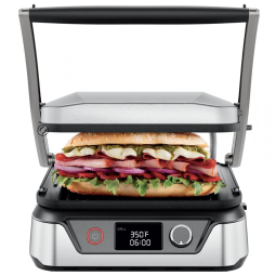 Grill Elétrico 5 em 1 com Revestimento Antiaderente e Placas de Grelhar Removíveis e Reversíveis, 110V 1500W, Chefman, Prata