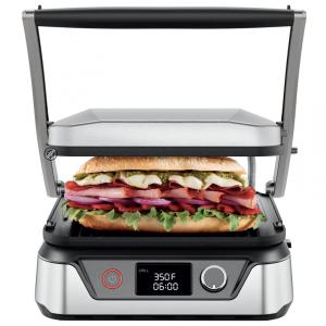 Grill Elétrico 5 em 1 com Revestimento Antiaderente e Placas de Grelhar Removíveis e Reversíveis, 110V 1500W, Chefman, Prata