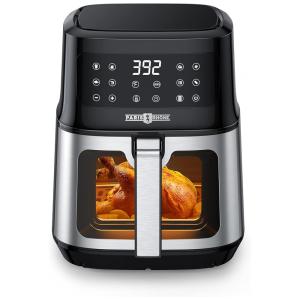 Air Fryer 8 em 1 com Controle Digital 5 Litros de Capacidade, 1300W 110V, PARIS RHÔNE, Prata e Preta